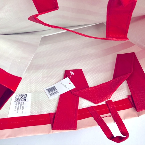 3/$15 NEW EARTHWISE Reusable Grocery Bag Pink Stripes 13.5” - Picture 4 of 16